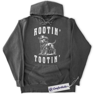 Alternative view of Rootin Tootin Cowboy Dog Hoodie, Funny Western Pup Hoodie, Cute Country Cowgirl Graphic Pullover, Southern Rodeo Gift for Dog Lovers, Comfort Colors Hoodie