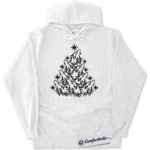 Alternative view of Wolf Christmas Tree Hoodie, Wild Animal Holiday Hoodie, Minimalist Nature Lover Graphic Pullover, Rustic Gift for Wolf Lovers, Christmas Comfort Colors Hoodie