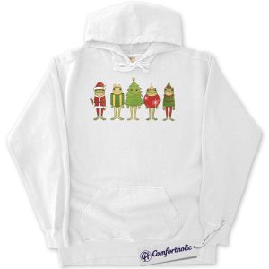 Alternative view of Funny Christmas Frog Hoodie, Cute Holiday Amphibian Hoodie, Festive Animal Lovers Graphic Pullover, Unique Gift for Frog Collectors, Christmas Comfort Colors Hoodie