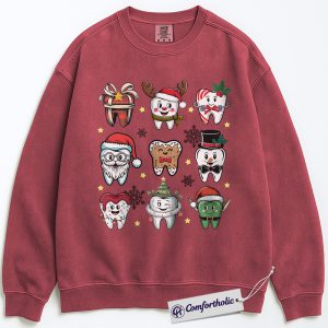 Funny Tooth Christmas Sweatshirt, Cute Dentist Holiday Sweatshirt, Dental Hygienist Graphic Sweatshirt, Christmas Gift for Dental Assistants, Christmas Comfort Colors Sweatshirt