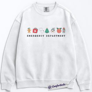 Emergency Department Christmas Sweatshirt, Funny ER Nurse Holiday Pullover, Medical Worker Festive Graphic Sweatshirt, Healthcare Gift for Nurses and Doctors, Christmas Comfort Colors Sweatshirt