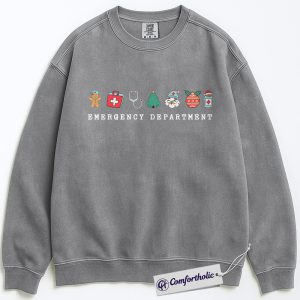 Emergency Department Christmas Sweatshirt, Funny ER Nurse Holiday Sweatshirt, Festive Medical Worker Graphic Sweatshirt, Healthcare Gift for Nurses and Doctors, Christmas Comfort Colors Sweatshirt