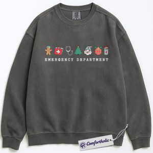 Alternative view of Emergency Department Christmas Sweatshirt, Funny ER Nurse Holiday Sweatshirt, Festive Medical Worker Graphic Sweatshirt, Healthcare Gift for Nurses and Doctors, Christmas Comfort Colors Sweatshirt