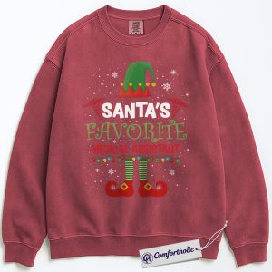 Santa’s Favorite Medical Assistant Sweatshirt, Funny MA Christmas Crewneck, Healthcare Worker Holiday Graphic Sweatshirt, Cute Gift for Medical Staff, Christmas Comfort Colors Sweatshirt