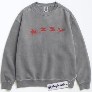 Alternative view of Fourth Wing Christmas Sweatshirt, Dragon Sleigh Fantasy Bookish Pullover, Cozy Literary Graphic Sweatshirt, Holiday Gift for Readers and Sarah J. Maas Fans, Book Lover Comfort Colors Sweatshirt