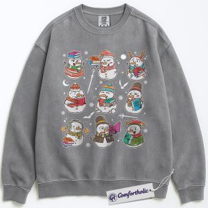 Bookish Snowman Christmas Sweatshirt, Cute Holiday Reading Pullover, Funny Teacher Winter Graphic Sweatshirt, Gift for Bookworms & Readers, Book Lover Comfort Colors Sweatshirt