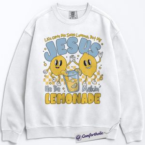 Alternative view of Jesus Makes Lemonade Sweatshirt, Funny Christian Faith Sweatshirt, Positive Bible Verse Graphic Sweatshirt, Inspirational Religious Gift for Believers, Comfort Colors Sweatshirt