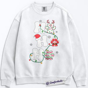 Alternative view of Ho Ho Ho Paw Print Christmas Sweatshirt, Cute Pet Lover Holiday Sweatshirt, Funny Dog and Cat Mom Graphic Sweatshirt, Festive Animal Lover Gift, Comfort Colors Sweatshirt
