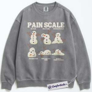 Alternative view of Pain Scale Snowman Sweatshirt, Funny Nurse Christmas Sweatshirt, Medical Humor Holiday Graphic Sweatshirt, Cute Winter RN Gift for Healthcare Workers, Christmas Comfort Colors Sweatshirt
