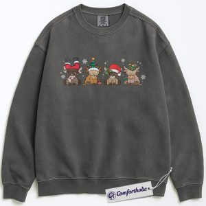 Alternative view of Highland Cow Christmas Sweatshirt, Cute Holiday Cow Sweatshirt, Funny Santa Hat Graphic Sweatshirt, Farm Animal Winter Gift, Christmas Comfort Colors Sweatshirt