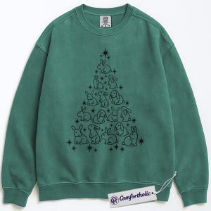Bunny Christmas Tree Sweatshirt, Cute Rabbit Holiday Sweatshirt, Animal Lover Christmas Graphic Sweatshirt, Festive Pet Lover Gift, Christmas Comfort Colors Sweatshirt
