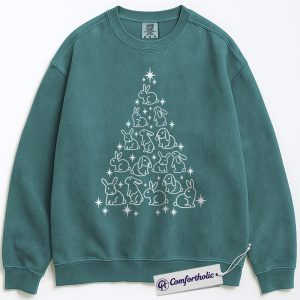 Bunny Christmas Tree Sweatshirt, Cute Rabbit Holiday Pullover, Animal Lover Christmas Graphic Sweatshirt, Festive Pet Lover Gift, Christmas Comfort Colors Sweatshirt