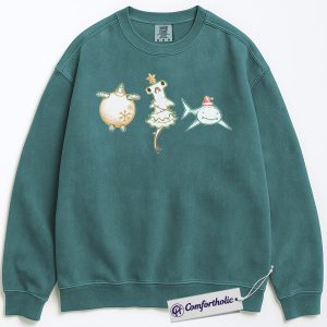 Christmas Sea Animal Sweatshirt, Cute Turtle Hammerhead & Shark Pullover, Funny Ocean Lover Holiday Graphic Crewneck, Coastal Gift for Beach Lovers, Christmas Comfort Colors Sweatshirt