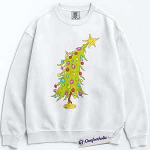 Alternative view of Funny Christmas Tree Sweatshirt, Whoville Holiday Pullover, Cute Grinch Style Tree Graphic Crewneck, Festive Holiday Gift for Women, Christmas Comfort Colors Sweatshirt