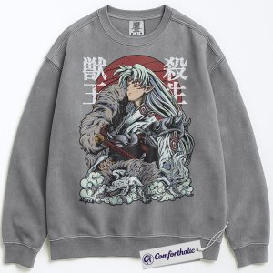Alternative view of Sesshomaru Sweatshirt, Inuyasha Sweatshirt, Anime Graphic Sweatshirt, Comfort Colors Sweatshirt