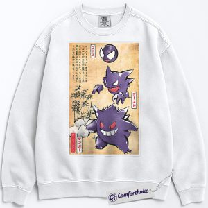 Alternative view of Gengar, Gastly & Haunter Sweatshirt, Pokemon Sweatshirt, PKM Sweatshirt, Anime Graphic Sweatshirt, Comfort Colors Sweatshirt