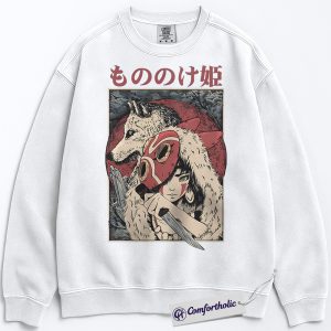 Alternative view of Princess Mononoke Sweatshirt, Studio Ghibli Sweatshirt, Anime Graphic Sweatshirt, Christmas Comfort Colors Sweatshirt