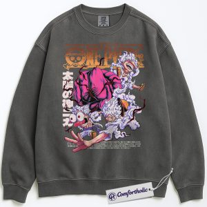 Alternative view of Monkey D Luffy Sweatshirt, One Piece Sweatshirt, Anime Graphic Sweatshirt, Comfort Colors Sweatshirt