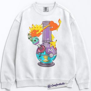 Alternative view of Charmander Sweatshirt, Bulbasaur Sweatshirt, Pikachu Sweatshirt, PKM Sweatshirt, PKM Sweatshirt, Anime Graphic Pullover, Comfort Colors Sweatshirt