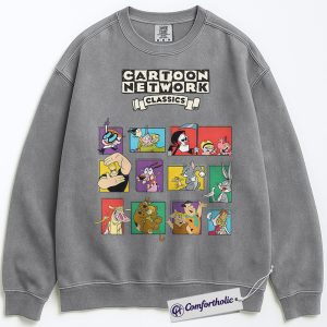 Alternative view of Cartoon Network 90's Sweatshirt, Anime Graphic Pullover, Comfort Colors Sweatshirt