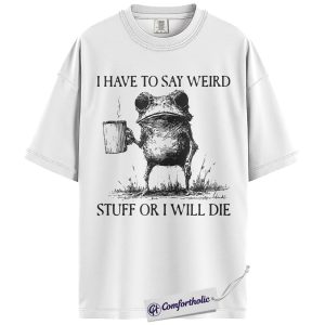 Alternative view of Funny Frog Shirt, Vintage Sketch Graphic Tee, Introvert Humor T-Shirt, Funny Meme Gift for Friends, Comfort Colors Shirt