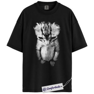 Sad Kitten Shirt, Vintage Grunge Cat Graphic Tee, Cat Lover Kitten Mom T-Shirt, Cute Gift for Cat Moms, Comfort Colors Shirt