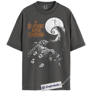Alternative view of The Nightmare Before Christmas Shirt, Christmas T-Shirt, Animated Graphic Tee, Christmas Comfort Colors Shirt