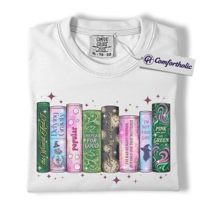 Alternative view of Wicked Book Stack Shirt, Broadway Musical Inspired T-Shirt, Defying Gravity Book Lover Graphic Tee, Gift for Readers and Theater Fans, Comfort Colors Shirt