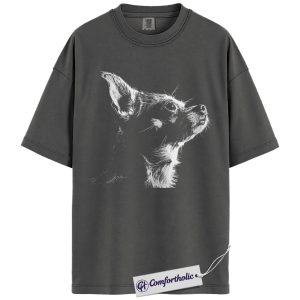 Alternative view of Chihuahua Dog Shirt, Realistic Line Art T-Shirt, Minimalist Pet Lover Graphic Tee, Cute Gift for Small Dog Owners, Comfort Colors Shirt