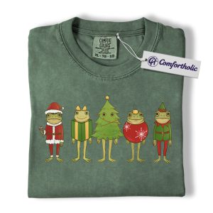 Alternative view of Funny Christmas Frog Shirt, Cute Holiday Amphibian T-Shirt, Festive Animal Lovers Graphic Tee, Unique Gift for Frog Collectors, Christmas Comfort Colors Shirt