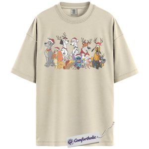 Christmas Disney Dogs Shirt, Christmas T-Shirt, Animated Graphic Tee, Christmas Comfort Colors Shirt