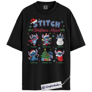 Lilo and Stitch Shirt, Disney Christmas T-Shirt, Animated Graphic Tee, Christmas Comfort Colors Shirt