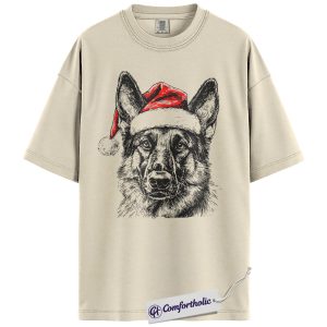 German Shepherd Christmas Shirt, Funny Holiday Pet Lover T-Shirt, Santa Dog Graphic Tee, Cute Gift for Dog Lovers, Christmas Comfort Colors Shirt