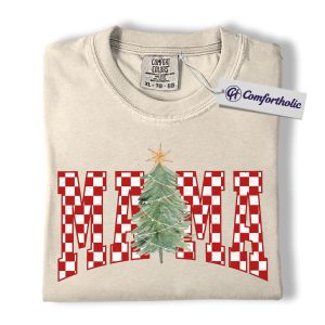 Christmas Mama Shirt, Vintage Checkerboard Holiday T-Shirt, Festive Family Matching Graphic Tee, Cute Gift for Moms, Christmas Comfort Colors Shirt