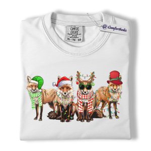 Alternative view of Christmas Fox Shirt, Funny Animal Holiday T-Shirt, Cute Wildlife Lover Graphic Tee, Festive Gift for Fox Lovers, Christmas Comfort Colors Shirt