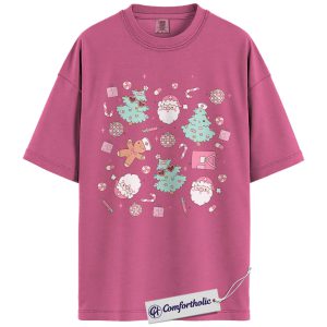 Funny Nurse Christmas Shirt, Cute Medical Worker Holiday T-Shirt, Pastel Santa and Tree Graphic Tee, Festive Gift for Nurses, Christmas Comfort Colors Shirt