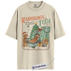 Radiology Tech Christmas Shirt, X-Ray Tech Holiday T-Shirt, Gingerbread Medical Imaging Graphic Tee, Funny Christmas Gift for Healthcare Workers, Christmas Comfort Colors Shirt