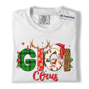 Alternative view of Gigi Claus Shirt, Christmas Grandma T-Shirt, Festive Holiday Family Graphic Tee, Cute Christmas Gift for Gigi, Christmas Comfort Colors Shirt