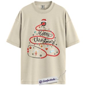 Alternative view of Merry Christmas Nurse Shirt, Stethoscope Christmas Tree T-Shirt, Festive Medical Holiday Graphic Tee, Cute Christmas Gift for Nurses, Christmas Comfort Colors Shirt