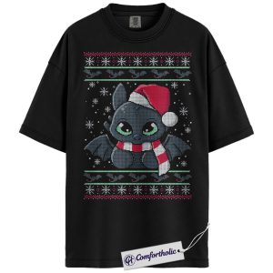 Toothless Shirt, How to Train Your Dragon Shirt, Christmas Shirt, Animated Graphic Tee, Comfort Colors Shirt