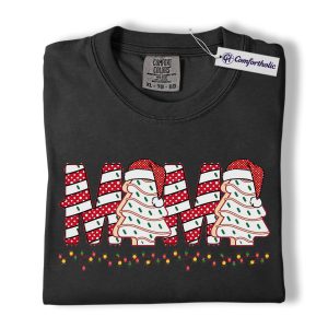 Alternative view of Mama Christmas Shirt, Christmas Mom T-Shirt, Cute Holiday Tree Typography Graphic Tee, Festive Christmas Gift for Moms, Christmas Comfort Colors Shirt