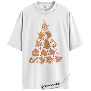 Alternative view of Gingerbread Christmas Tree Shirt, Gingerbread Cookie Holiday T-Shirt, Cute Festive Baking Illustration Graphic Tee, Christmas Gift for Women, Christmas Comfort Colors Shirt