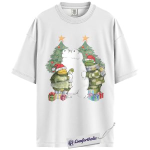 Alternative view of Holiday Frog Friends Shirt, Christmas Frog Animal T-Shirt, Cute Whimsical Cartoon Graphic Tee, Festive Frog Lover Gift, Christmas Comfort Colors Shirt