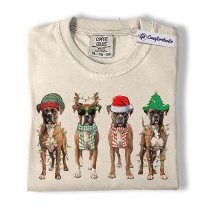 Boxer Christmas Shirt, Funny Holiday Dog Lover T-Shirt, Cute Santa Puppy Graphic Tee, Christmas Gift for Pet Owners, Christmas Comfort Colors Shirt