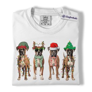 Alternative view of Boxer Christmas Shirt, Funny Holiday Dog Lover T-Shirt, Cute Santa Puppy Graphic Tee, Christmas Gift for Pet Owners, Christmas Comfort Colors Shirt