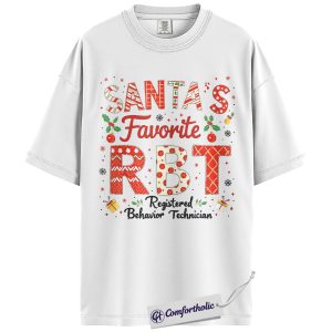 Alternative view of Santa’s Favorite RBT Shirt, Behavior Technician Christmas T-Shirt, Funny ABA Therapist Holiday Tee, Gift for Registered Behavior Technicians, Christmas Comfort Colors Shirt