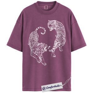 Tiger Yin Yang Shirt, Wild Animal Graphic T-Shirt, Vintage Tattoo Style Tiger Tee, Gift for Tiger Lovers, Comfort Colors Shirt