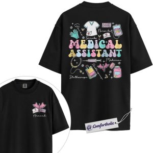 Medical Assistant Shirt, Custom MA T-Shirt, Retro Medical Icons Graphic Tee, Personalized Gift for Healthcare Workers, Comfort Colors Shirt 2-Sided