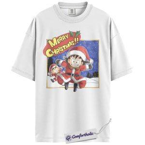 Alternative view of Son Goku Shirt, Dragon Ball Shirt, Christmas Shirt, Anime Graphic Tee, Comfort Colors Shirt