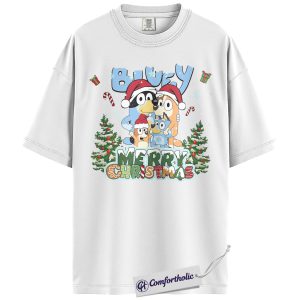 Alternative view of Bluey Shirt, Christmas Shirt, Animated Graphic Tee, Comfort Colors Shirt